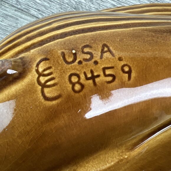 Vintage Mid Century Orange Lava Glazed Daisy Ceramic Chips and Dip Serving Bowl - Picture 6 of 8